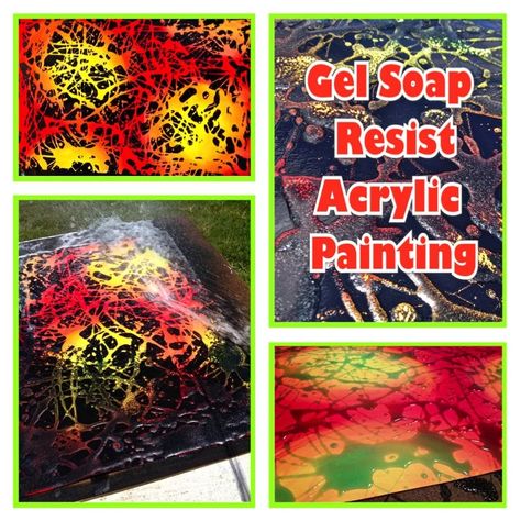 Gel Soap Resist Acrylic Painting Lesson-Isn't it FUN to experiment with art supplies! This technique is TONS OF FUN!! Combining everyday liquid dish soap with acrylic paint makes for a SUPER fun resist painting with eye catching results! Fun for ALL ages! Painting Lesson, Art Lessons Middle School, Acrylic Painting Lessons, Art Camp, Homeschool Art, Art Lessons Elementary, School Art Projects, Art Lesson Plans, Camping Art