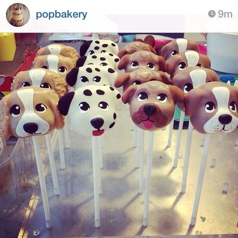 Puppy cake pops Dog Cake Pops Birthday Parties, Gumdrop Cake Recipe, Pug Cakes, Dog Cake Pops, Animal Cake Pops, Popsicles Cake, Cake Pop Designs, Pops Cake, Top Of The Pops