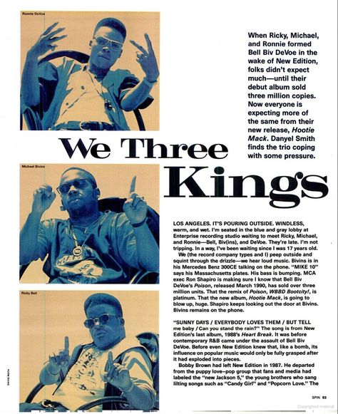 Bell Biv DeVoe featured in Muzik magazine | May 1993 Bell Biv Devoe 90s, Bell Biv Devoe Fashion, Bel Biv Devoe, The Bell Jar Poster, Bell Biv Devoe, Hand Bell Music, Michael Bivins, Ronnie Devoe, Bonne Bell