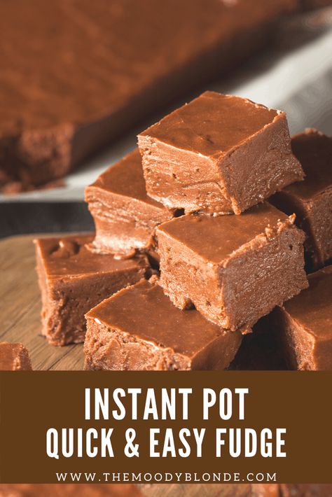 Holidays are always better with fudge! Easy Instant Pot Fudge is inexpensive to make and comes together in just 10 minutes! #instantpot #christmas #thanksgiving #holidayrecipe #instantpotrecipe #fudge #chocolate Instant Pot Fudge, Air Fryer Fudge, Instant Pot Recipes Desserts, Classic Fudge Recipe, Fireball Fudge, Fudge With Condensed Milk, Fantasy Fudge Recipe, Slow Cooker Fudge, Fantasy Fudge