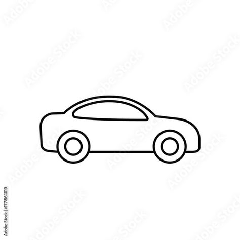 Stock Image: Car outline icon. Vector line transportation simple symbol Car Simple Drawing, Car Outline Tattoo, Simple Car Drawing, Car Outline, Truck Logo, Logo Outline, Outline Images, Car Tattoos, Vector Line