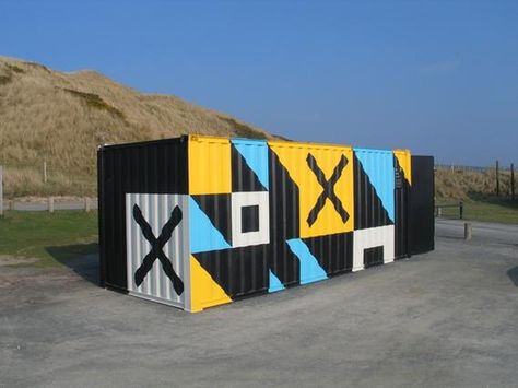 Shipping Container Mural Ideas, Container Stage Design, Container Exhibition, Shipping Container Graffiti, Shipping Container Sheds, Shipping Container Exhibition, Grafic Art, Shipping Container Design, Container Restaurant