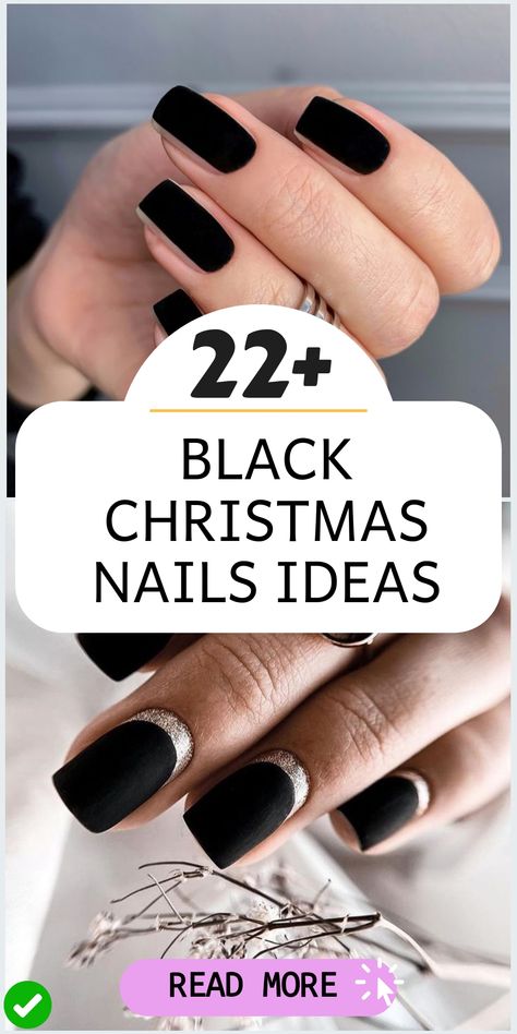 Indulge in the allure of the holiday season with black-themed Christmas nail ideas that guarantee an air of mystery and sophistication. Elevate your manicure game with trendy black and gold combos, intricate snowflakes set against a deep midnight backdrop, or dazzling silver embellishments. Embrace a touch of elegance and celebrate Christmas cheer through your edgy yet stylish nails. Make a statement this festive season by showcasing your fingertips as the epitome of glamour and refinement. Black Christmas Nail Designs, Black Christmas Nails, Christmas Nail Colors, Rock Nails, Christmas Nails 2023, Christmas Nail Ideas, Black Manicure, Elegant Manicure, Gold Nail Polish