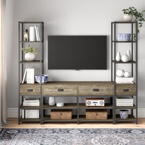 Floating Shelf Tv Stand, 60 Inch Tv Stand, Wood Entertainment Center, Entertainment Center Decor, Tv Unit Design, Cable Box, Austin Design, Tv Stands And Entertainment Centers, Living Room Tv