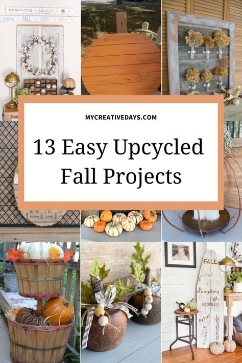 Upcycled Fall Projects for Festive Decor - My Creative Days Upcycled Fall Decor Diy, Diy Halloween Decorations Upcycle, Upcycled Fall Crafts, Unusual Fall Decor, Thrifted Diy Decor, Fall Upcycle Decor, Fall Craft Diy Ideas, Upcycle Fall Decor, Fall Diy Crafts Decoration