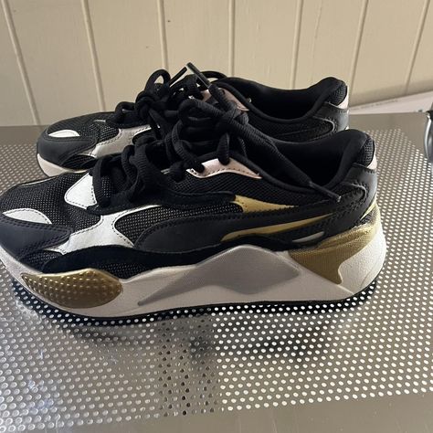 Puma RS-X trainers in black and gold . Size 8 women’s 
#Puma #Trainers