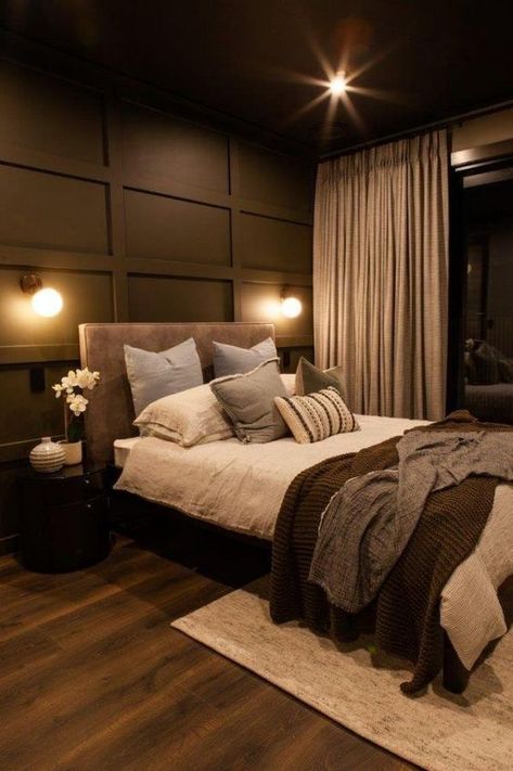 Chocolate Brown Bedrooms, South Auckland, Male Bedroom Ideas, Urban Homes, Rooms Ideas, Mens Bedroom, Brown Bedroom, Bedroom Refresh, Decoration Inspiration