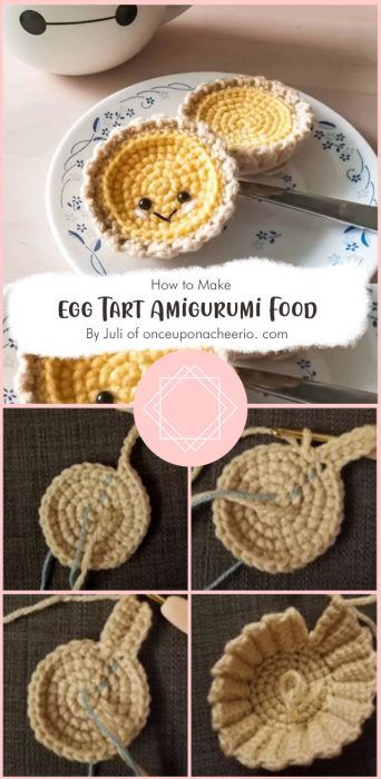 How To Make Tart, Food Crochet Pattern, Amigurumi Owl, Amigurumi Food, Food Crochet, How To Make Eggs, Tutorial Ideas, Egg Tart, Amigurumi Tutorial