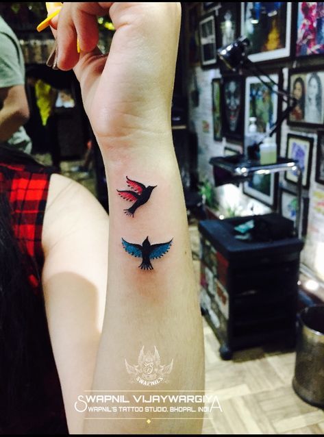 Jail Bird Tattoo, Red And Blue Bird Tattoo, Phoenix Bird Quotes, Bird Silhouette Tattoos, Bird Of Paradise Wedding, Bird Painting Diy, Bird Tattoo Men, Feather With Birds Tattoo, Tiny Bird Tattoos