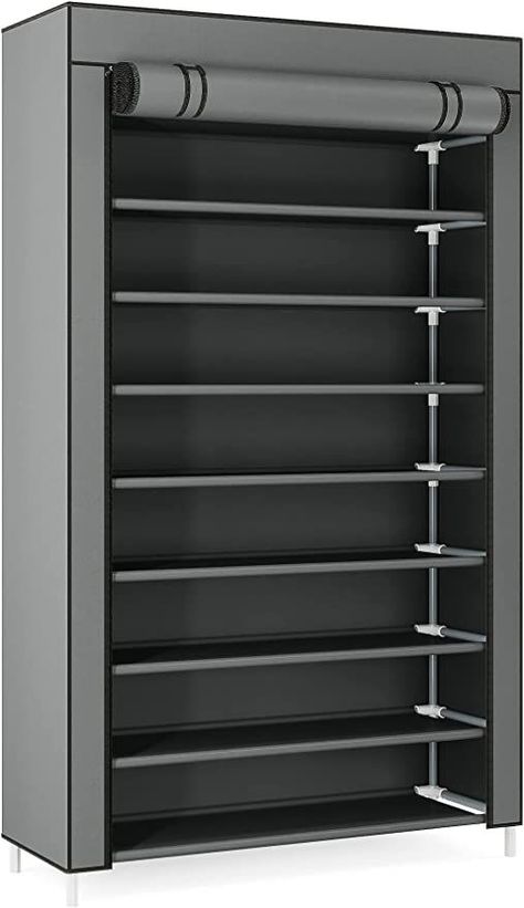 10 Tier Shoes Rack with Cover, Shoes Racks Organizer for Closet,Grey Vertical Shoe Shelf for Entryway,50 Pair Large Shoe Stand, Non-Woven Shoe Storage Cabinet Shelf For Entryway, Shoe Rack Cover, Black Shoe Rack, Large Shoe Rack, Portable Heating Pad, Shoe Stand, Organizer For Closet, Real Wood Furniture, Stackable Shoe Rack