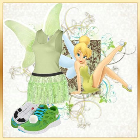 Tinkerbell running outfit for Disney Princess Half! Tinkerbell 1953, Tinkerbell Running Costume, Tinkerbell 1, Disney Princess Diy, Disneyland Half Marathon, Disney Half Marathon, Princess Ideas, Disney Running, Disney Races