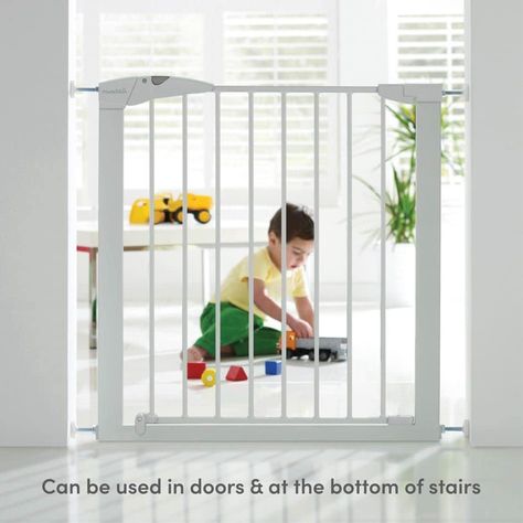 Munchkin Stair Gate, Maxi Secure Toddler & Baby Gate, Stair Gate Pressure Fit Baby or Dog Gate, Baby Safety Gate for Stairs & Doorways, Easy Install No-Screws Child Gate, 76-82cm, White Safety Gates For Stairs, Kids Gate, Stair Gate, Safety Barriers, Baby Safety Gate, Baby Gate, Washing Basket, Baby D, Safety Gate