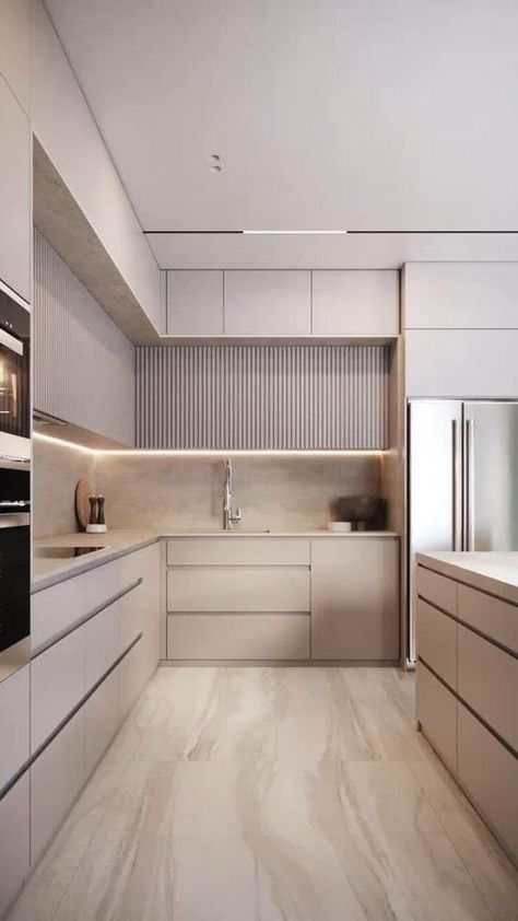 Latest Modular Kitchen Design, Modern Minimalist Kitchen, Classic Kitchen Design, Latest Kitchen Designs, Handleless Kitchen, Modular Kitchen Design, Minimalist Kitchen Design, Beige Kitchen, Modern Kitchen Design Open Concept