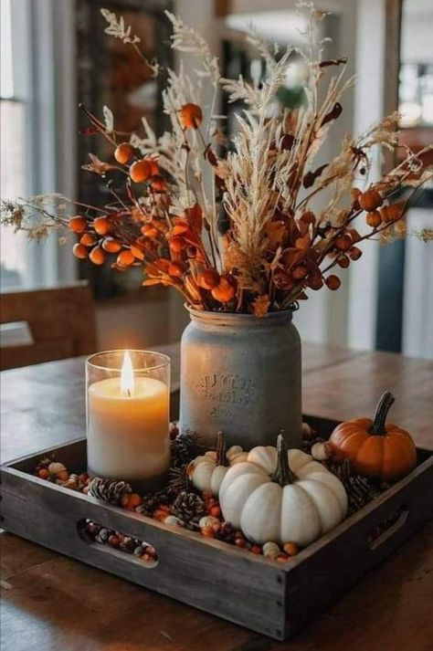 Fall Dining Room Centerpiece Ideas, Kitchen Cute Decor, Modern Cottage Fall Decor, Fall Decor For Bedroom Cozy, House Fall Decorations, Outside Autumn Decorations, Fall Fireplace Decor Mantles Neutral, Black White Fall Decor, Subtle Fall Decor Living Room