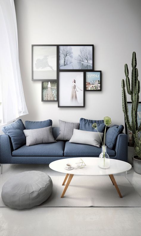 Minimalist Dekor, Decor Ikea, Living Room Scandinavian, Blue Living Room, Decor Minimalist, Living Room Decor Apartment, A Living Room, Minimalist Interior, Apartment Interior