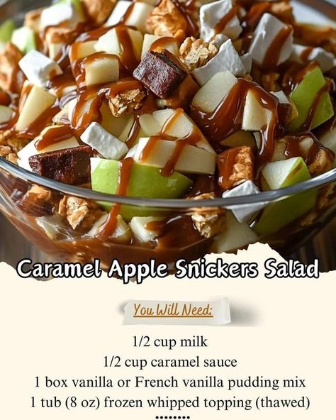 Gordon Ramsay | Caramel Apple Snickers Salad | Facebook Snickers Salad Recipe, Apple Snickers Salad, Ultimate Cookie Recipe, Lobster Cream Sauce, Snicker Apple Salad, Snickers Salad, Creamy Pudding, Spicy Chicken Recipes, Fresh Baked Cookies