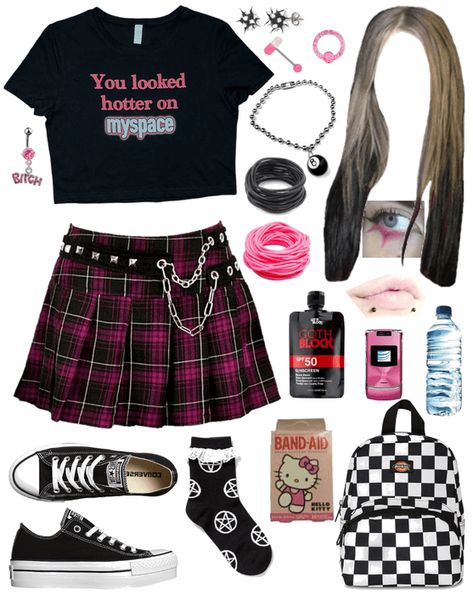 festival look Outfit | ShopLook Emo Music Festival Outfits, Emo Outfit Summer, Avril Lavigne Outfits Ideas, Avril Lavigne 00s Outfits, 2000s Rock Fashion, Avril Lavigne Outfits 2022, Avril Lavigne Outfits Skirt, Avril Lavigne Outfits Punk, 2000s Punk Fashion