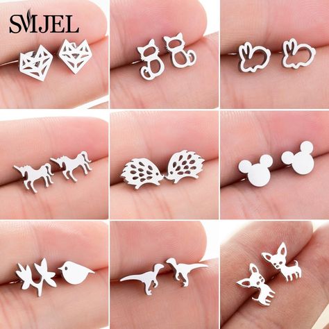 Smarter Shopping, Better Living!  Aliexpress.com Mickey Earrings, Mini Cartoon, Animal Accessories, Halo Earrings, Stud Earrings For Women, Girly Jewelry, Small Earrings, Girls Earrings, Kids Jewelry