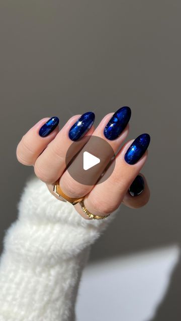 Aistė Haas on Instagram: "🌌💎 adding some sapphire shine to my holiday season 💙

I loved wearing emerald nails, so I just had to try sapphire as well !!

Using: @gelcare.official Sapphire
 
For 15% off use code: AISTE 

*silver flakes are linked on my amzn in the bio
_____
*affiliate #christmasnails #bluenails #glassnails #winternails #chromenails #nails #nailinspo #nailtutorials #diynails #nailart almond nails, simple classy fall nails silver nails stained glass" Glass Sapphire Nails, Almond Nails Simple, Glitzy Nails, Sapphire Nails, Classy Fall Nails, Emerald Nails, Nails Silver, Glass Nails, Nails Simple