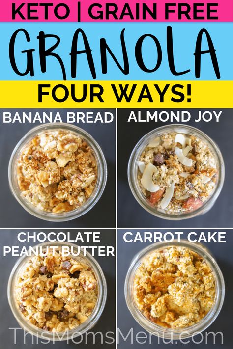 Banana Bread Granola, Carb Substitutes, Keto Cereal, Nutritional Yeast Recipes, Low Carb Granola, Yeast Recipes, Keto Granola, Peanut Butter Granola, Recipes Baking