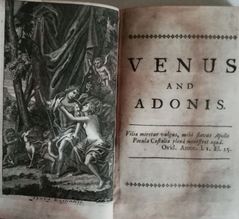 Venus and Adonis. 1714. Shakespeare's poems. Venus And Adonis Shakespeare, Venus Adonis, Venus And Adonis, Rare Books, Dark Academia, Soulmate, The Voice, Collage, Book Cover