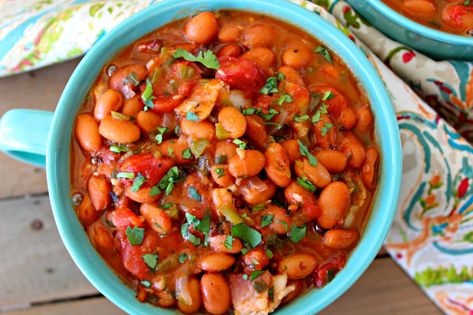 Easy Charro Beans with Canned Beans Easy Charro Beans, Mexican Charro Beans Recipe, Mexican Beans Recipe, Canned Beans Recipe, Mexican Pinto Beans, Mexican Beans, Charro Beans, Cowboy Beans, Bean Recipe