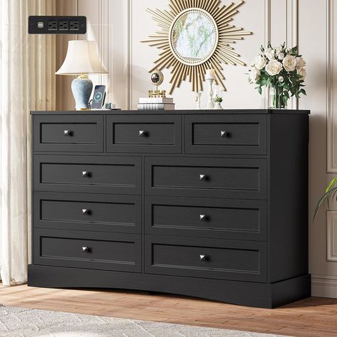 Black and wood dresser