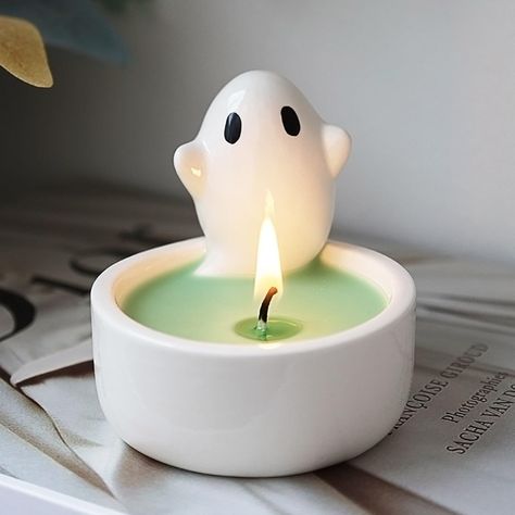 PRICES MAY VARY. Funny Design : This chost candle holder is very unique, cute little ghosts are warming their hands. Such cute, interesting, and warm scenes always keep us in a good mood High Quality : The candlestick is made of ceramics, and its excellent craftsmanship makes the surface of the candle holder smooth and glossy, making the kitten even more lively and cute About Size : The candle holder size is 7.2x7.2cm/2.8x2.8inches (W*H) ,it fit tea light and wishing candles Stable and Weighty : Friends Ghost, Cat Candle Holder, Ghost Candle, Floating Candle Holders, Ghost Candles, Cat Candle, Clay Candle, Halloween Clay, Candle Holders Wedding