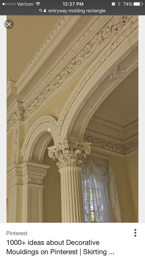 French Crown Molding, Crown Molding Wall Design, Ornate Crown Molding, Crown Molding Ceiling, Plaster Molding, Ceiling Crown Molding, Plafon Gypsum, Decorative Molding, Plafond Design