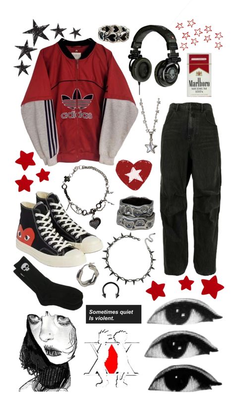 Dark Red And Black Outfit Aesthetic, Red And Black Alt Outfits Masc, Black And Red Aesthetic Clothes, Black And Red Aesthetic Outfit, Devilcore Aesthetic Outfit, Red And Black Flannel Outfit, Black And Red Clothes, Black Eboy, Red And Black Clothes