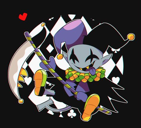 Jevil Pfp, Jester Deltarune, Monster Journal, Jevil Fanart, Supply Closet, Circus Music, Joker Clown, Retro Hat, Monster Games