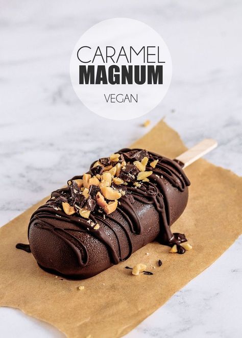 Vegan Caramel Magnum - UK Health Blog - Nadia's Healthy Kitchen Vegan Ice Cream Recipe, Ice Cream Maker Recipes, Vegan Caramel, Easy Vegan Dessert, Frozen Dessert Recipe, Yummy Ice Cream, Sorbet Recipes, Dairy Free Dessert, Vegan Ice Cream