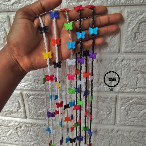 Coloured Butterfly, Bracelets Patterns, Diy Bracelets Patterns, Waist Beads, Bracelet Patterns, Diy Bracelets, Hair Wrap, Beaded Necklace, Beads