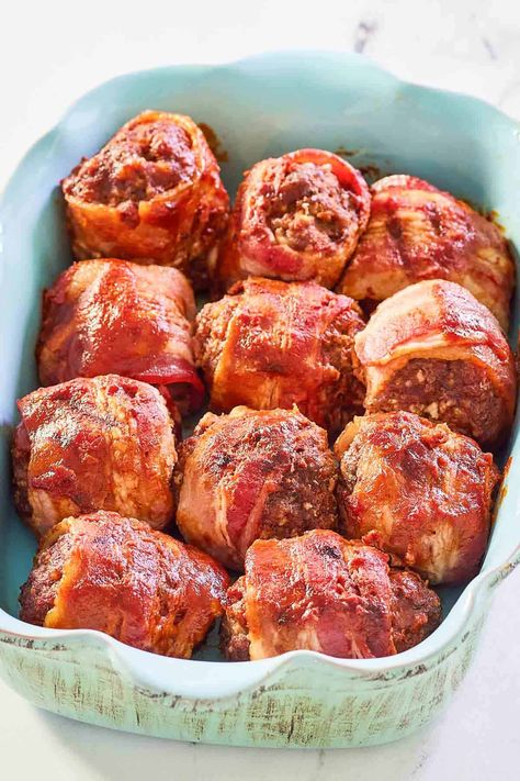 Meatballs With Bbq Sauce, Wrapped Meatballs, Smoked Meatballs, Bacon Wrapped Meatballs, Bbq Meatballs, Party Snack, Smoked Turkey, Smoked Bacon, Bacon Wrapped