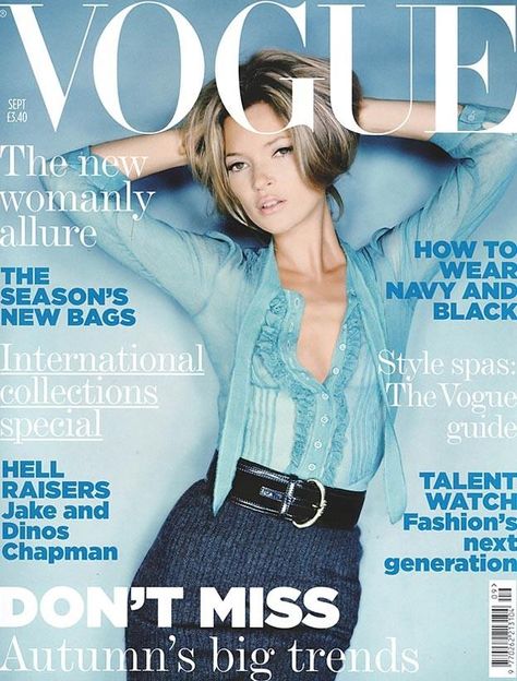 British Vogue September 2005 Cover (British Vogue) Kate Moss Style, Vogue British, Vogue Vintage, Vogue Magazine Covers, Stephanie Seymour, Magazine Vogue, Woman Posing, Vogue Archive, Autumn Trends