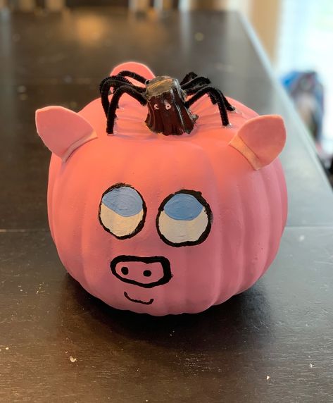 Charlotte’s Web Pumpkin, Charlotte's Web Pumpkin Decorating, Charlotte Web Pumpkin, Charlottes Web Pumpkin Painting, Minion Painting, Charlotte’s Web, Story Book Pumpkin, School Fair, Pumpkin Decorating Contest