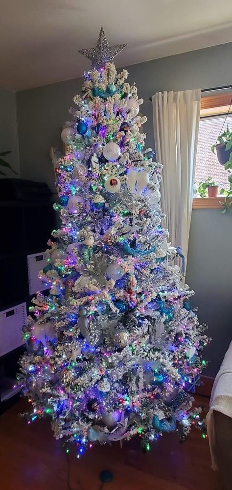 Iridescent Christmas Decor, Irridescent Christmas, Iridescent Christmas Tree, Holographic Christmas, Iridescent Christmas, Glam Christmas Tree, Yule Tree, Christmas Home Decorations, Purple Christmas Tree