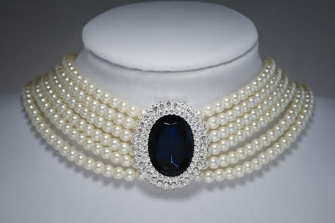 My Princess Diana Pearl Choker With Sapphire And Diamond Brooch Princess Diana Pearls, Princess Diana Choker, Princess Diana Pearl Necklace, Princess Diana Necklace, Diana Pearl Necklace, Diana Necklace, Princess Diana Jewelry, Beaded Wedding Jewelry, Expensive Jewelry Luxury