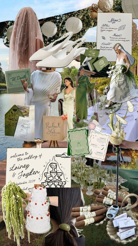 Midsommer Theme Wedding, Green And White Summer Wedding, Earthy Summer Wedding, Soft Romance Wedding, Fall Wedding Ideas Green, Classic Romantic Wedding Theme Color Palettes, Blue Green White Wedding Color Palettes, Green Wedding Theme Spring, Spring Italian Wedding