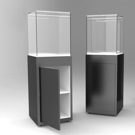 Pedestal Display, Glass Display Box, Locker Designs, Display Pedestal, Retail Store Interior Design, Jewelry Store Design, Jewellery Shop Design, Glass Showcase, Wardrobe Door Designs