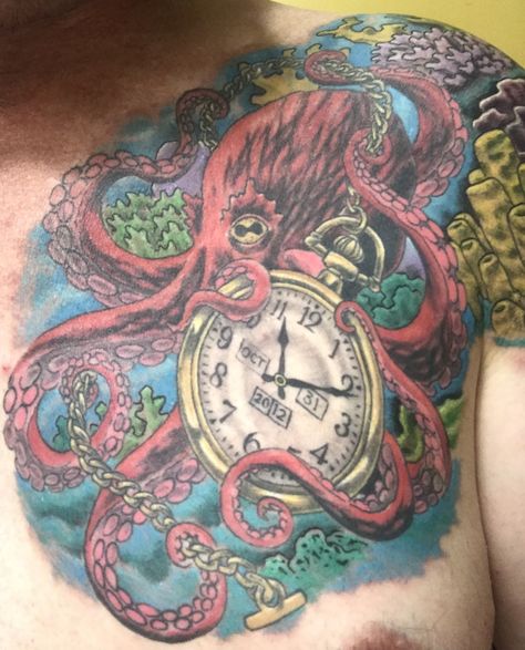 Octopus completed with background coral reef Reef Tattoo, Reef Octopus, Octopus Tattoos, Octopus Tattoo, Coral Reef, Exotic Pets, Octopus, Tattoo Ideas, Coral