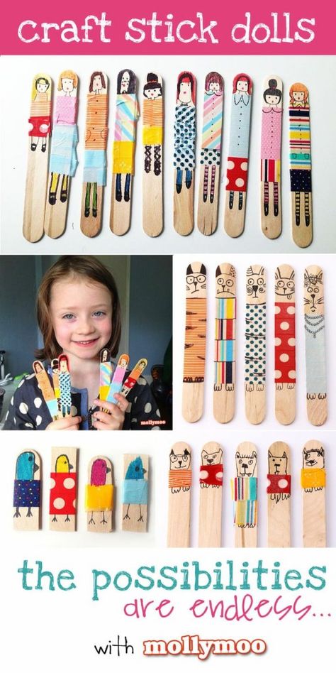 Love the simple whimsy of these for kids. Though my kids are just tooooooo old! [Lollipop Stick Puppets] Stick Dolls, Gentleman Haircut, Operation Christmas Child, Quick Crafts, Popsicle Stick Crafts, Popsicle Stick, Crafty Kids, Washi Tapes, Childrens Crafts