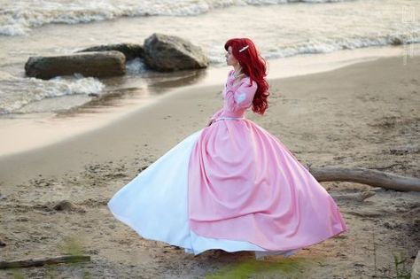 Ariel Dress Costume, Mermaid Aesthetics, Ariel Pink Dress, Ariel Pink, Disney Outfits Women, Ariel Costumes, Ariel Cosplay, Disney Princess Cosplay, Little Mermaid Costume