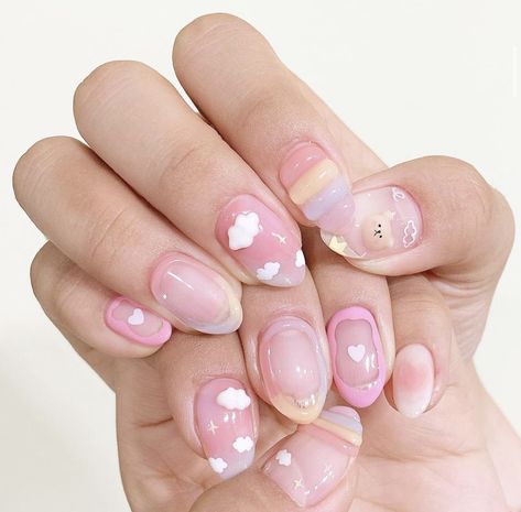 korean gel nail idea. acrylic nail ideas. summer nail design. Nail Ideas Summer, Acrylic Nail Ideas, 3d Nail Designs, Korean Nail Art, Nails 3d, Korean Nails, Simple Gel Nails, Nail Stuff, Pretty Gel Nails