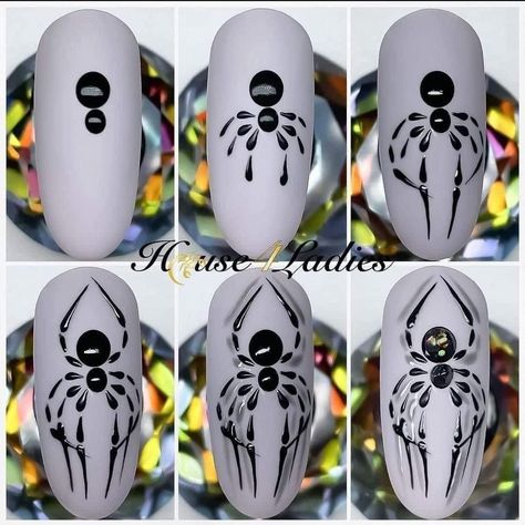 Nails Step By Step, Bright Acrylic Nails, Spider Nails, Easy Halloween Nails Design, Halloween Nail Art Tutorial, Faded Nails, Funky Nail Designs, Nail Art Halloween, Holloween Nails