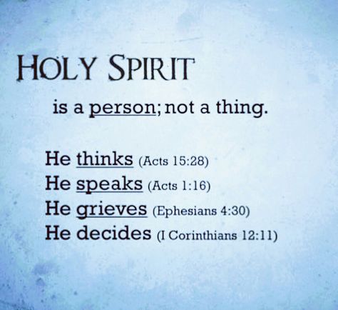 The Holy Spirit is a person; not a thing. Acts 1 8, Spirit Of Truth, Spirit Quotes, Saint Esprit, Bible Facts, Bible Knowledge, Bible Truth, Bible Prayers, The Holy Spirit