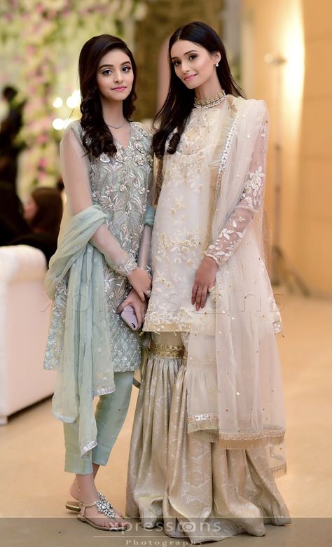 Sisters of the bride on their sisters nikkah Nikkah Dress For Sisters Simple, Nikkah Outfit For Sister, Nikkah Dress For Sisters, Dresses For Brides Sister, Wedding Dresses For Brides Sister, Dress For Bride Sister, Sister Wedding Dress, Nikkah Outfit, Pakistani Wear