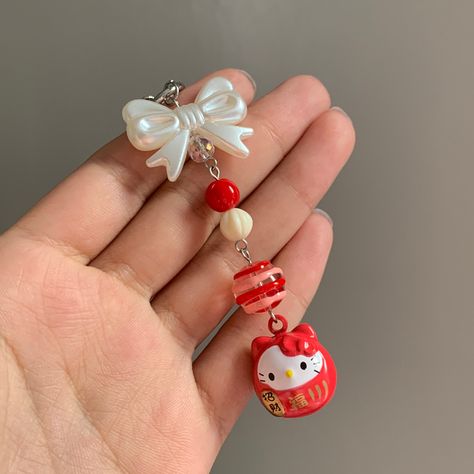 Hello Kitty Clay Charm, Keychain Hello Kitty, Hello Kitty Charms, Red Hello Kitty, Hello Kitty Charm, Red Keychain, Keychain Charms, Hello Kitty Keychain, Clay Keychain