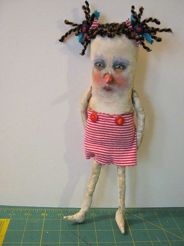 strange art doll , by sandy mastroni | Sandy Mastroni | Flickr Strange Dolls, Strangegutz Dolls, Art Dolls Santos Dolls, Painting Creepy Dolls, Creepy Doll Collection, Weird Art, Art Dolls, Stripes, Hand Painted