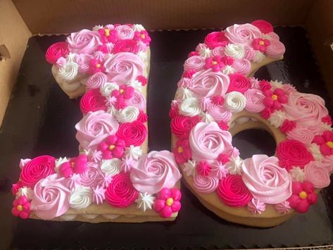 16 Number Cake Pink, Sweet 16 Pull Apart Cupcakes, 16 Cake Number, Hot Pink Sweet 16 Party Ideas, Number 16 Birthday Cake, Hot Pink Sweet 16 Decorations, 16 Cupcake Cake, Sweet 16 Cakes Pink, Sweet 16 Number Cake